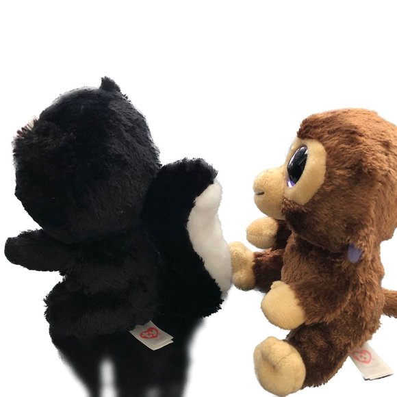 Ty Beanie Boos "Flora" Skunk & "Coconut" Monkey, Big Sparkly Eyes, Both RETIRED - Picture 13 of 13